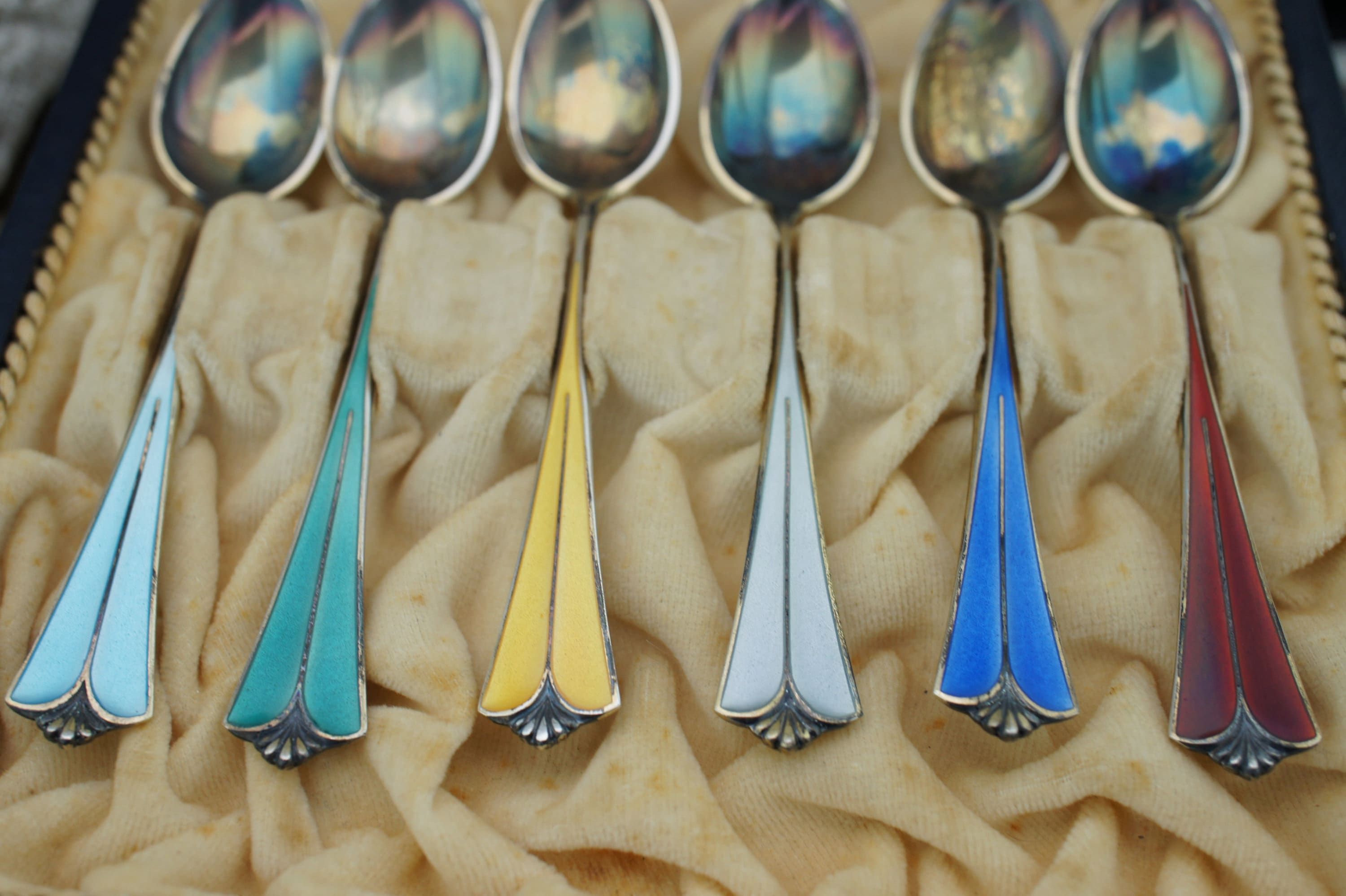 1960s David Andersen Norway Sterling Silver Enameled Tea/coffee