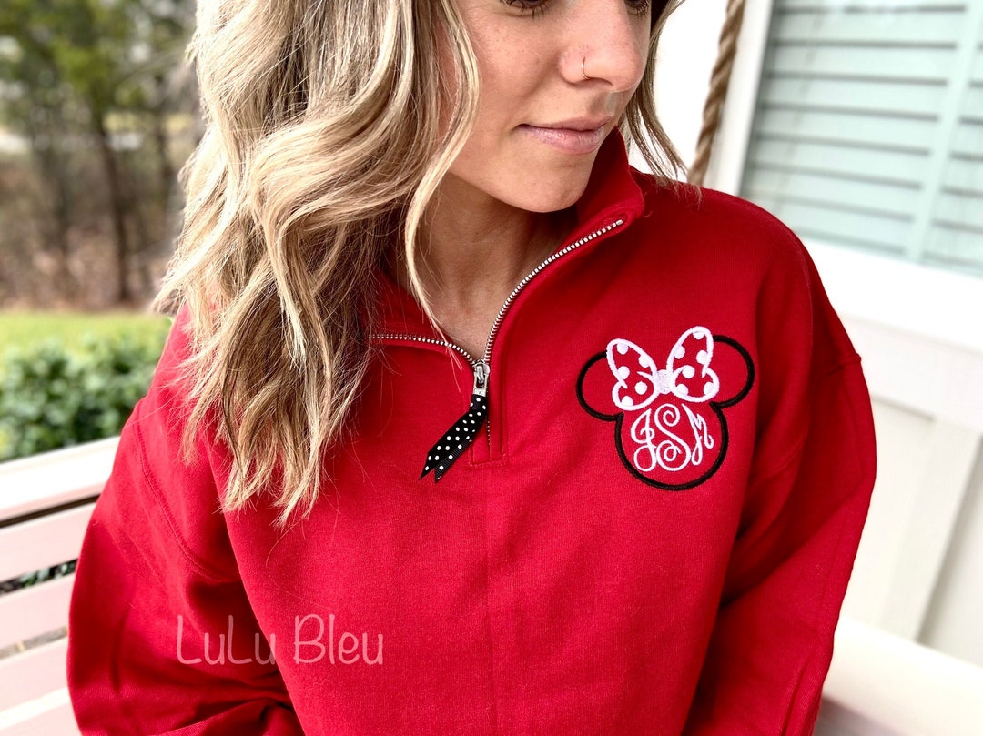 Minnie Mouse Monogram Disney Sweatshirt Women's Zip up Unisex