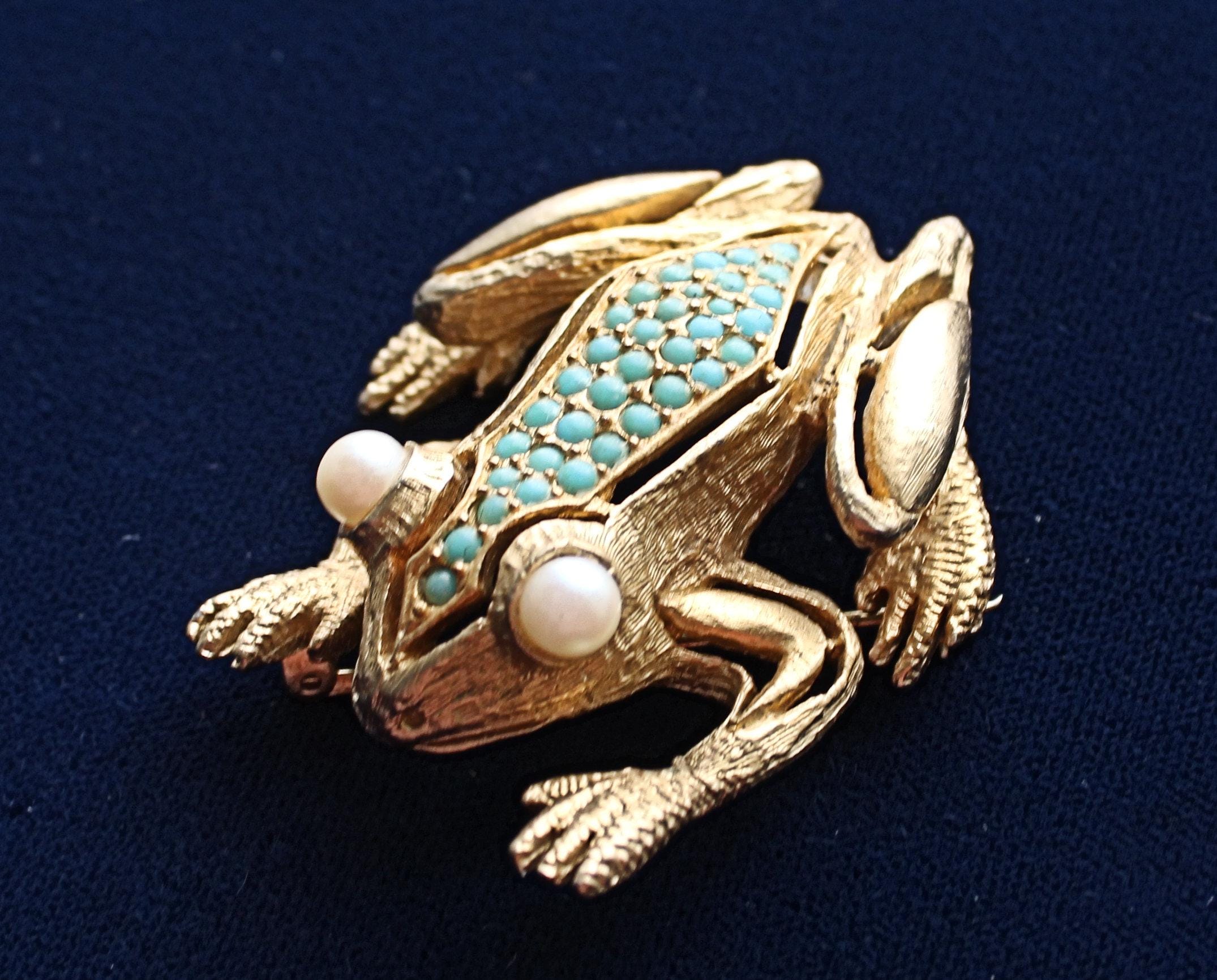 Vintage Frances Hirsch Gold Embellished Frog Brooch/pin - Etsy
