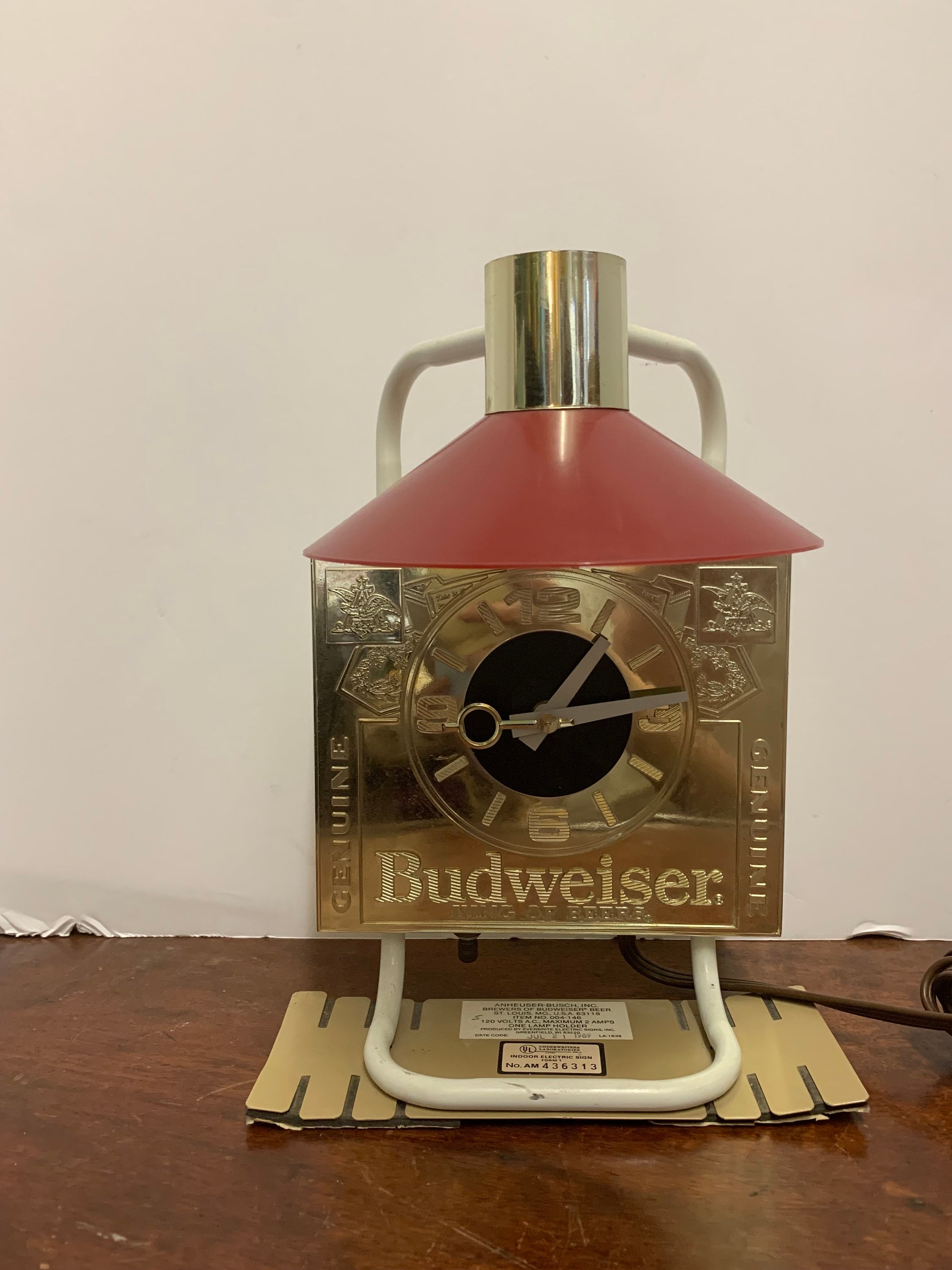 1980s Budweiser Pub Lamp With Clock - Etsy