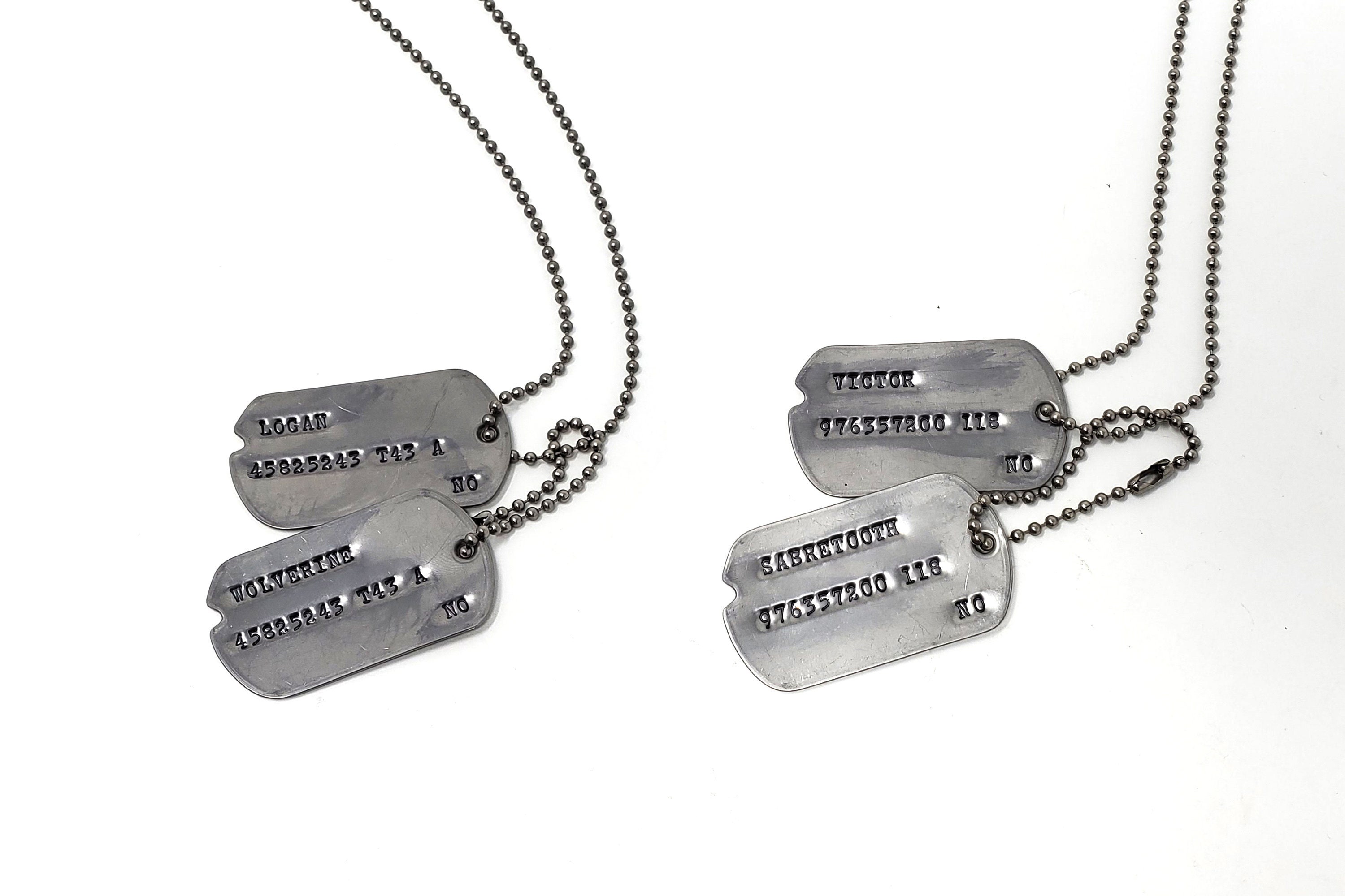 Wolverine and Sabretooth WWII Military Dog Tags - Notched US Tags