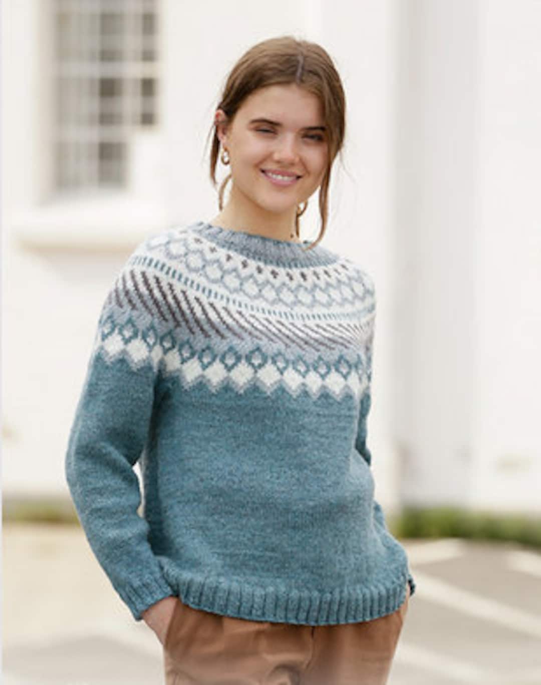 Women's Hand Knitted Wool Norwegian Sweater/jumper, Isle Pattern