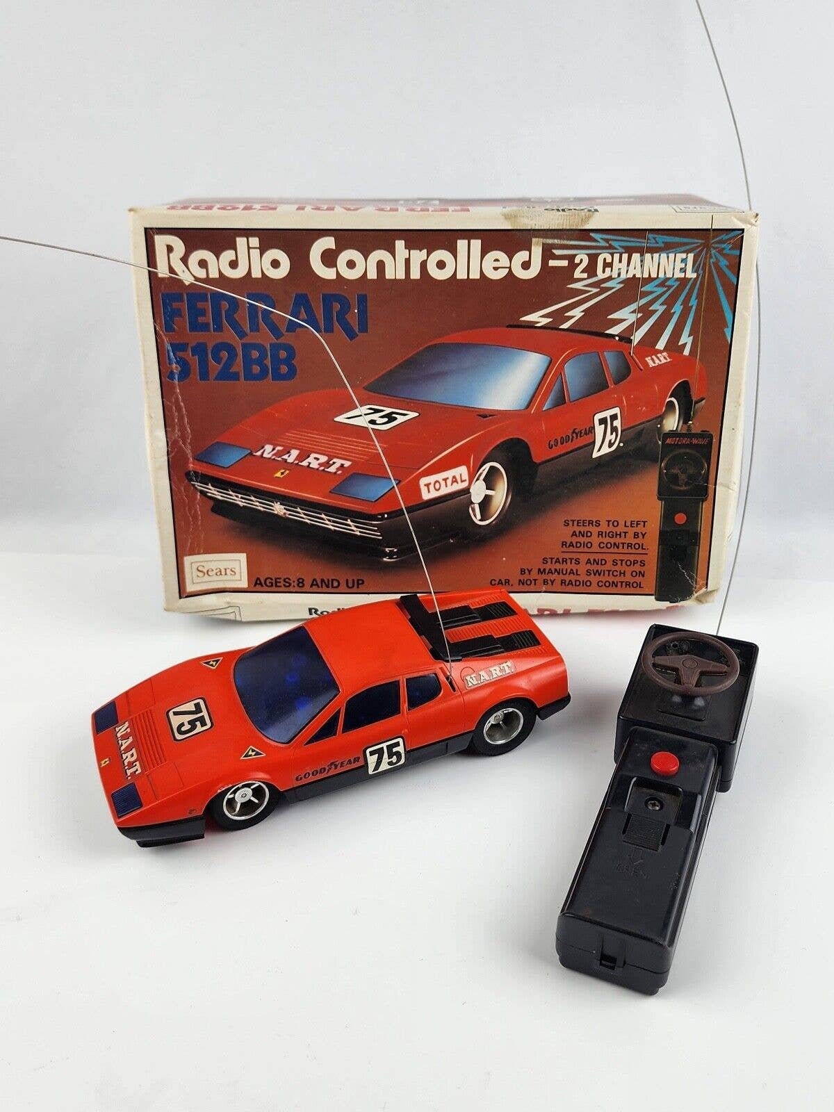 Vintage Sears Radio Controlled Ferrari 512 BB With Original Box