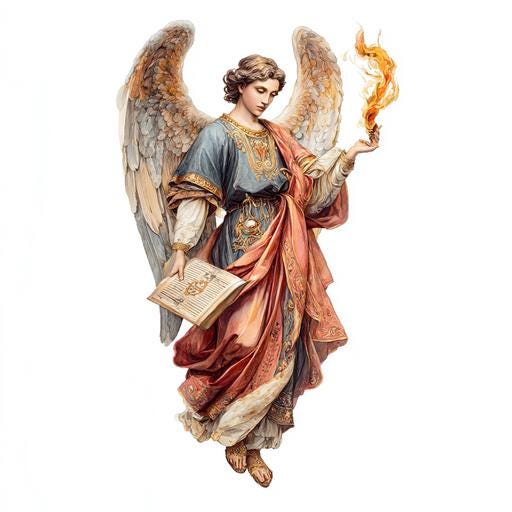 聖ウリエル大天使クリップアート8点、男性天使、水彩画印刷可能