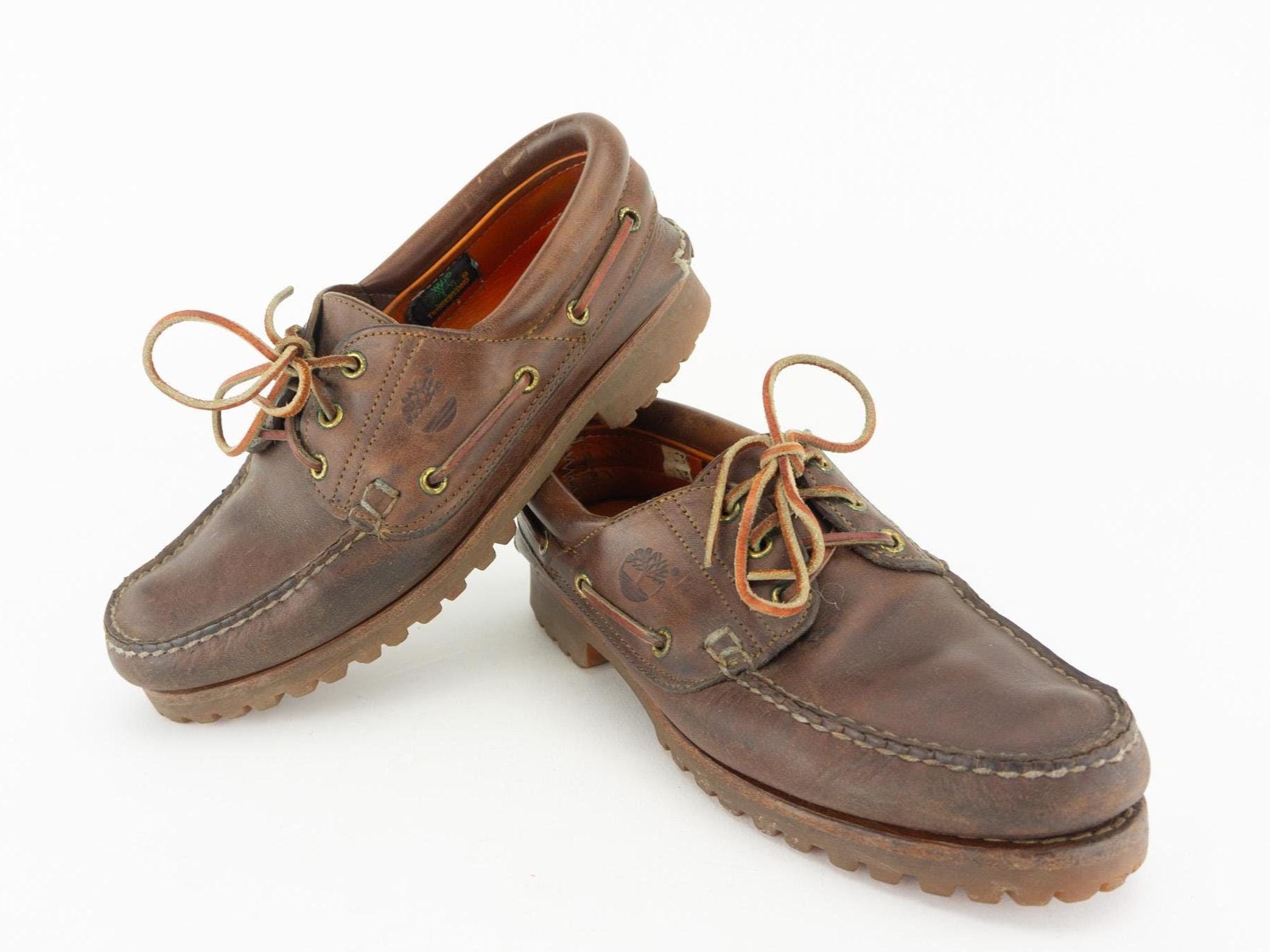 Vintage Timberland Boat Shoes 1990s | Brown Leather Noreen 3 Eye