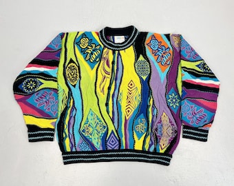 Vintage 1990s Authentic COOGI 3D Mosaic Multi Color Textured