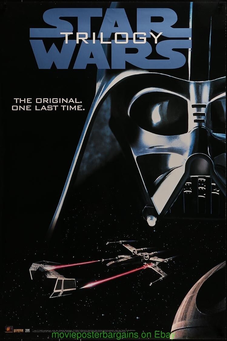 STAR WARS TRILOGY MOVIE POSTER 1995 ORIGINAL 27x40 VIDEO RENTAL