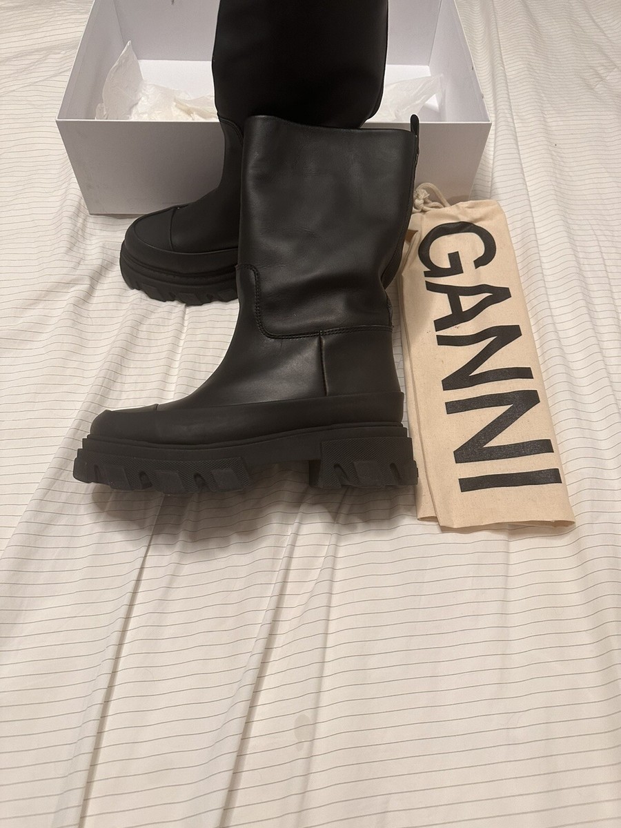 GANNI CALF LEATHER CHELSEA BOOTS, BLACK SIZE 39 | eBay