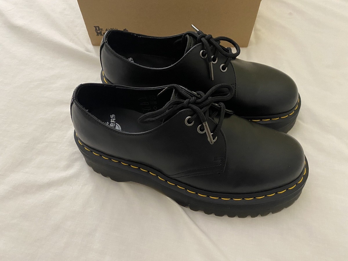 Dr. Martens 1461 Quad Polished Smooth Platform Oxfords Black - W