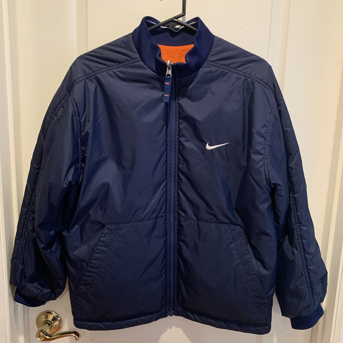 VINTAGE Nike Reversible 90s Bomber Jacket Blue Full Zip Large