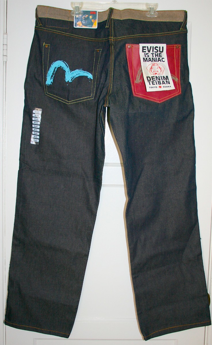 NEW EVISU Men's Reversible Button Snap Hip Hop Rap Retro Denim