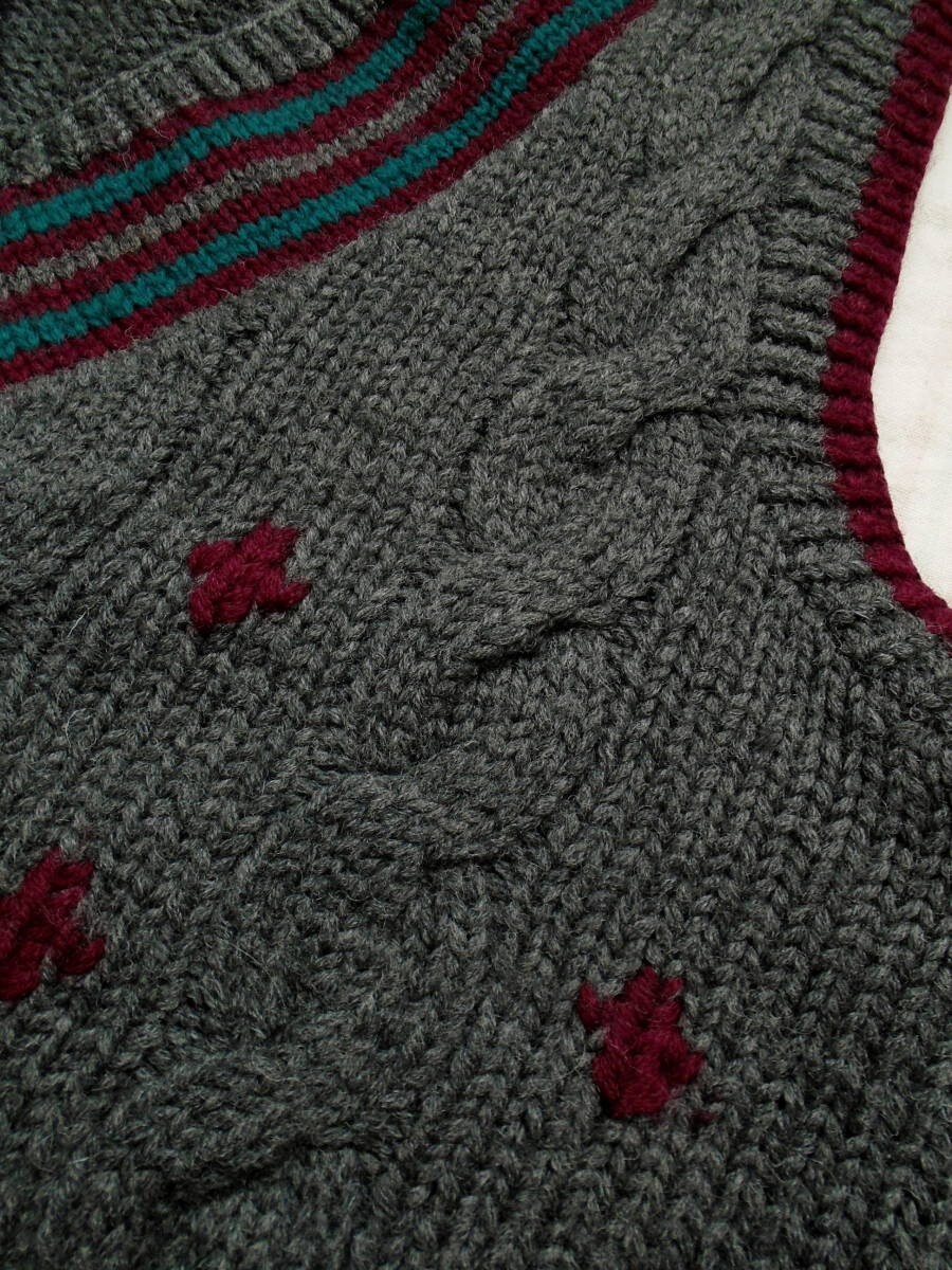 Vintage 80s Brooks Brothers Large Handknit Cable Knit Wool Sweater