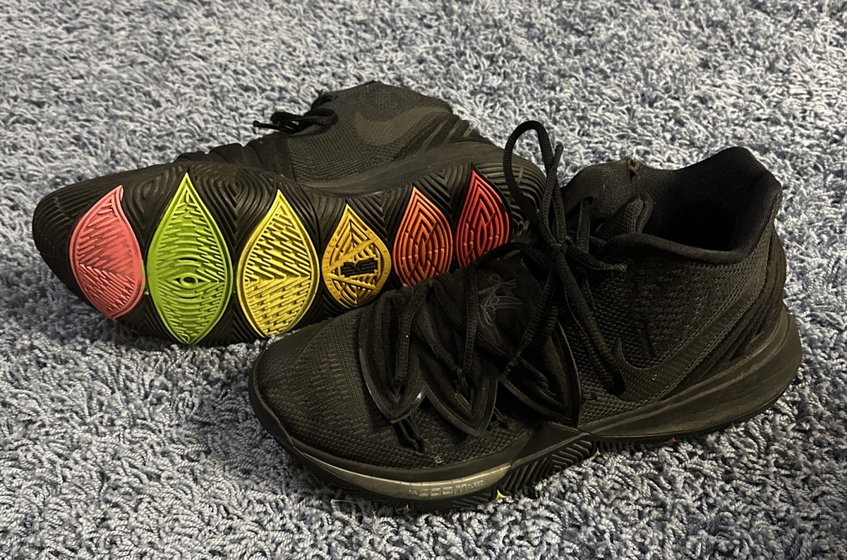 Nike Kyrie 5 Basketball Shoes Rainbow Sole Triple Black A02918-001