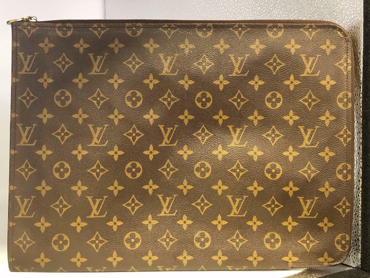 Authentic Louis Vuitton Monogram Poche Documents Zip Case M53456