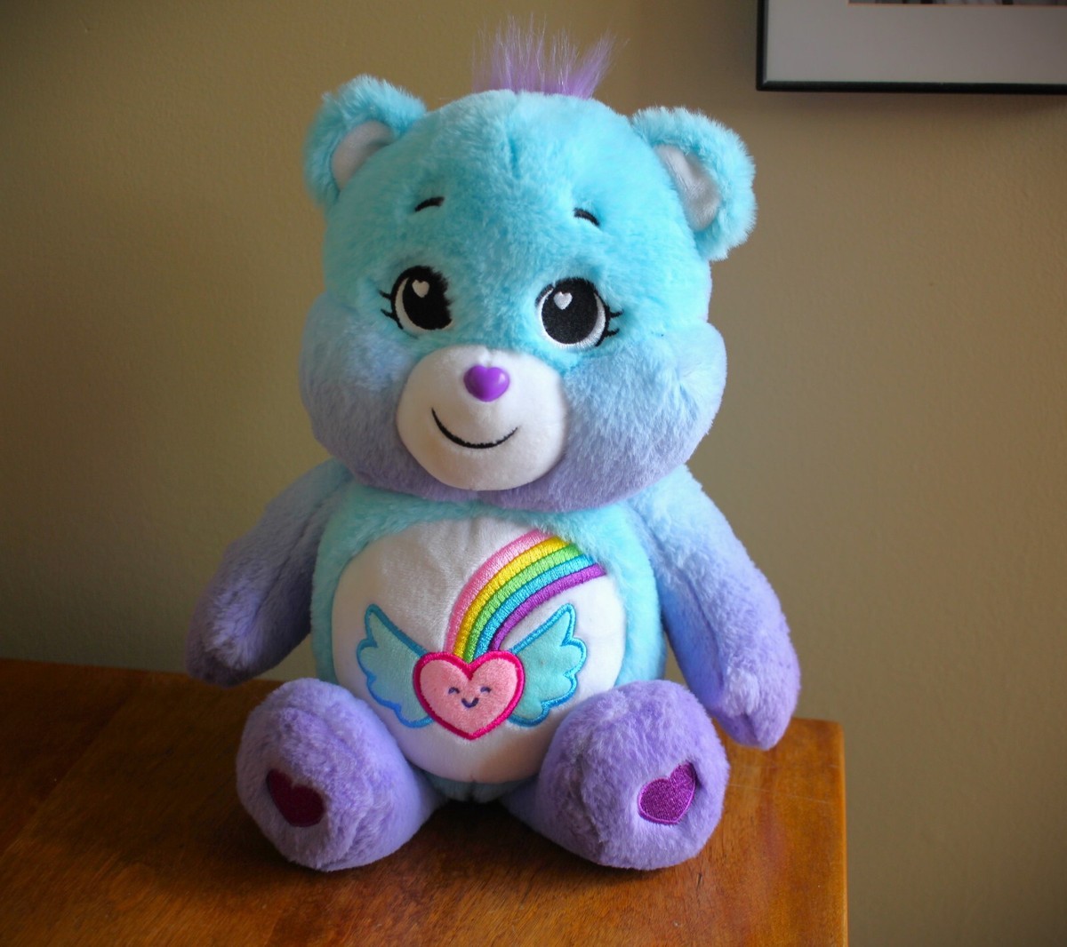 Care Bears Dream Bright Bear Rainbow Heart Wings Purple Blue Plush