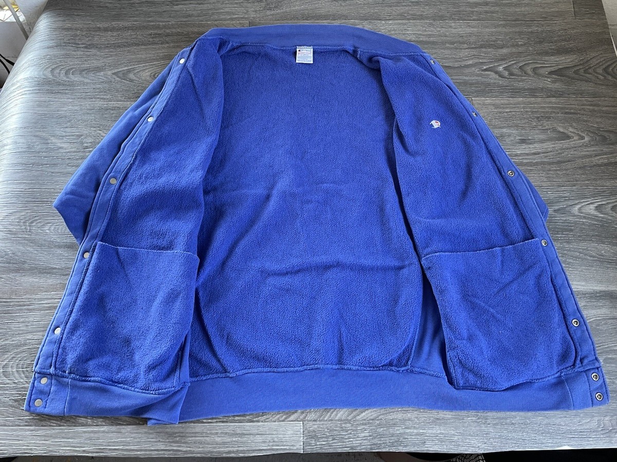 Champion Reverse Weave Cardigan Sweatshirt 90s USA Made Blue 2