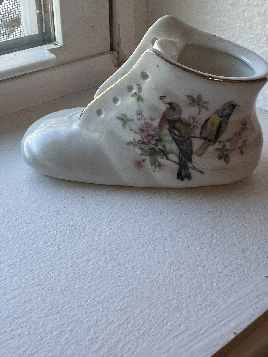 Vintage Porcelain Bootie With Birds And Flowers Made In Japan #307