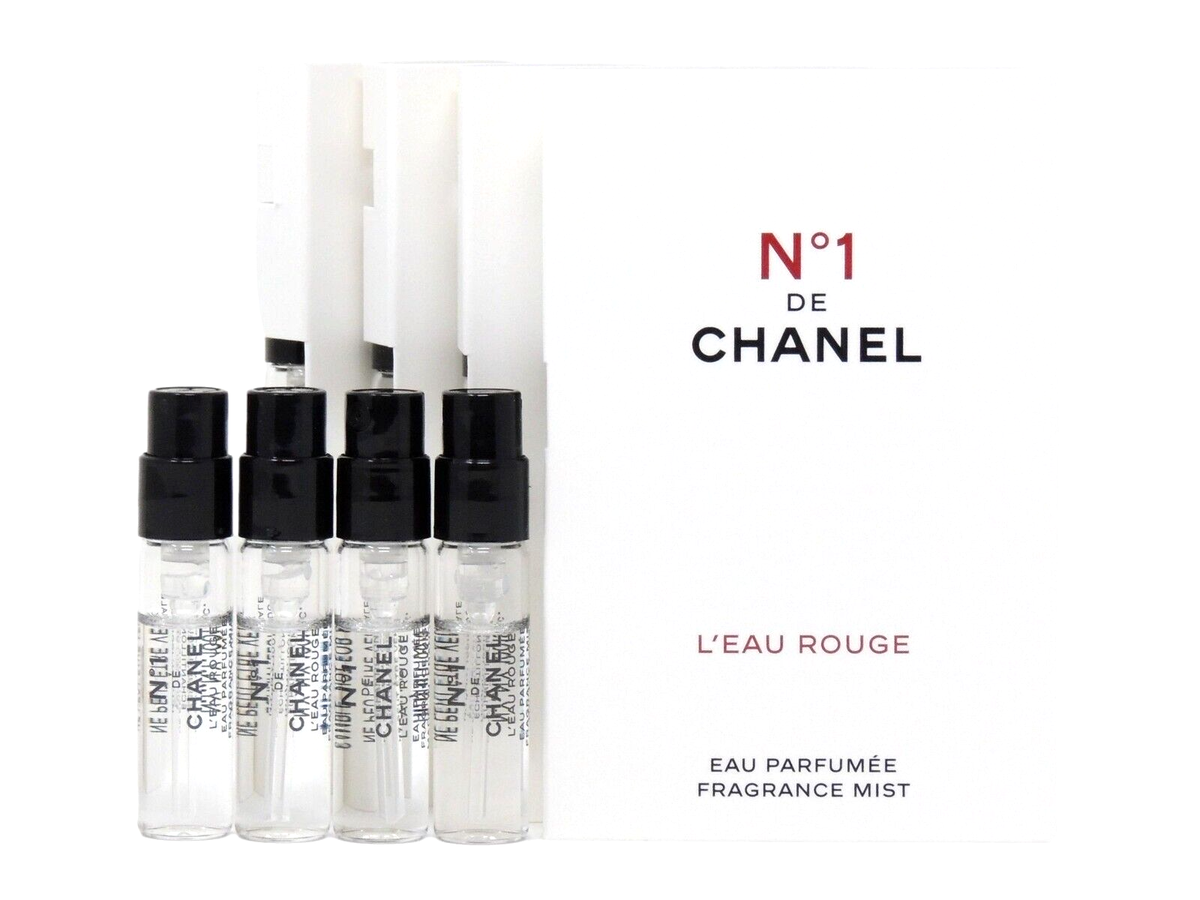 CHANEL NO 1 L'EAU ROUGE 1.5ml .05fl oz x 4 PERFUME SPRAY SAMPLE