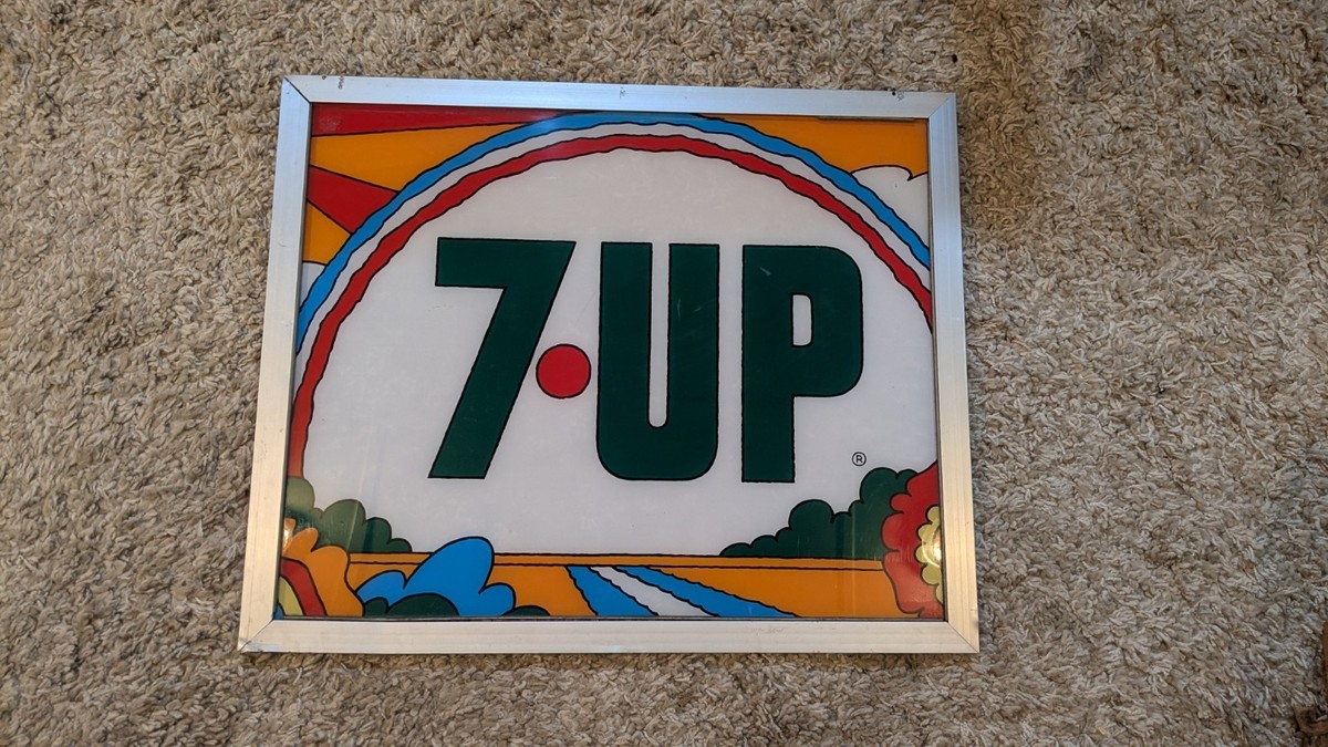Vintage 1970s Peter Max Style 7UP Plexiglass Soda Machine Display
