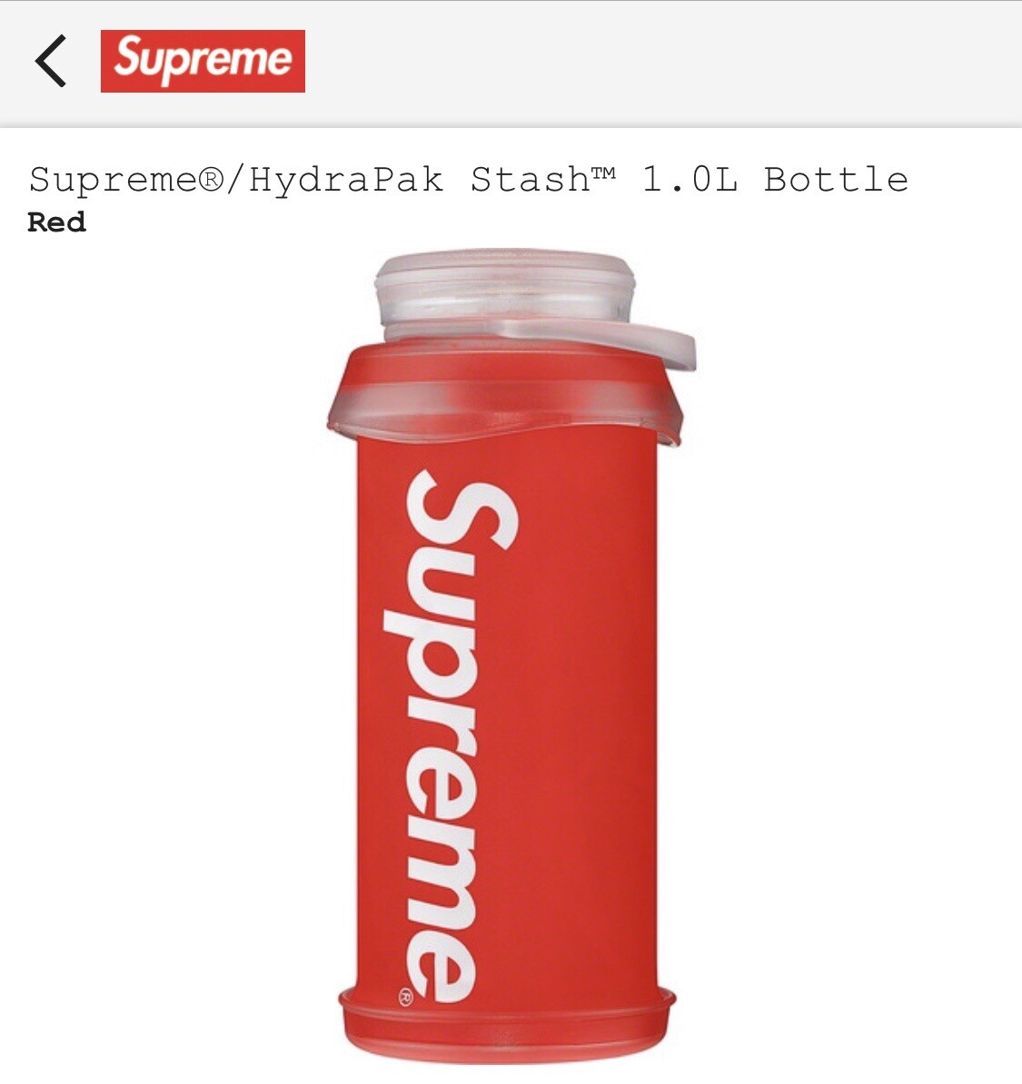 Supreme®/HydraPak Stash™ 1.0L Bottle Style: Red | eBay
