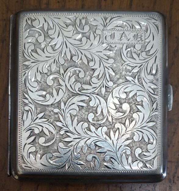 Sterling Silver .950 Cigarette Case Vintage Engraved Japanese