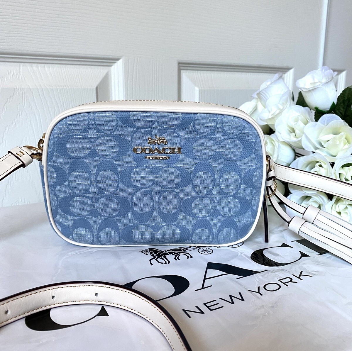 NWT COACH CA732 Mini Jamie Camera Bag Signature Denim Chambray