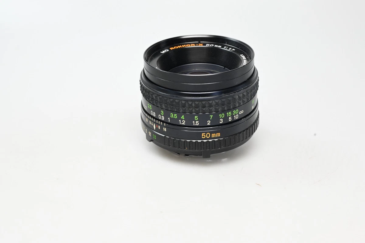 Minolta MD Camera Lenses 50mm Focal f/1.7 Maximum Aperture for