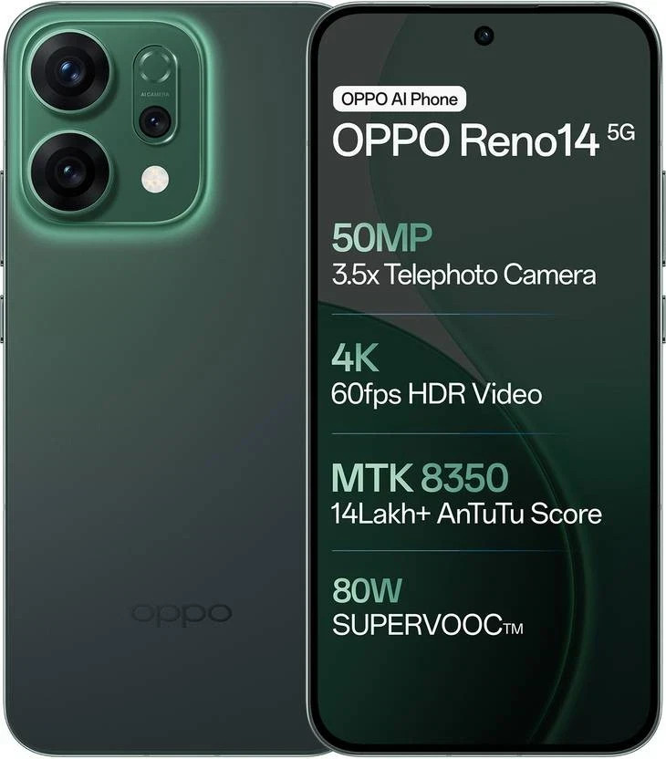 OPPO Reno 14 5G (Green 256GB 8GB RAM) - Global Version. “NO