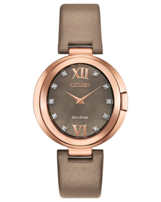 Citizen Women's Capella Eco-Drive Diamond Accents Brown Watch 34MM