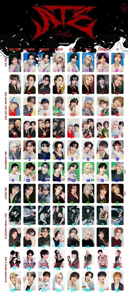 STRAY KIDS SKZ - ATE Album Official PHOTOCARD ACCORDION LETTER