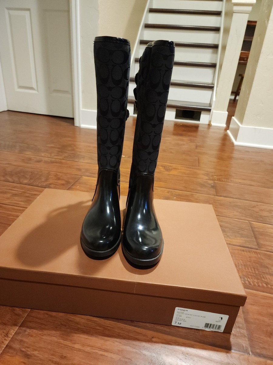 COACH Tall Rain Boots Black Size 7B | eBay