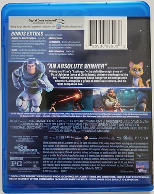 DISNEY PIXAR LIGHTYEAR BLU RAY + DVD 2 DISC SET FREE SHIPPING