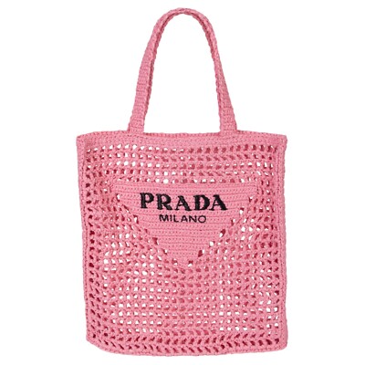 71225 auth PRADA Petal pink LARGE CROCHET TOTE Bag | eBay
