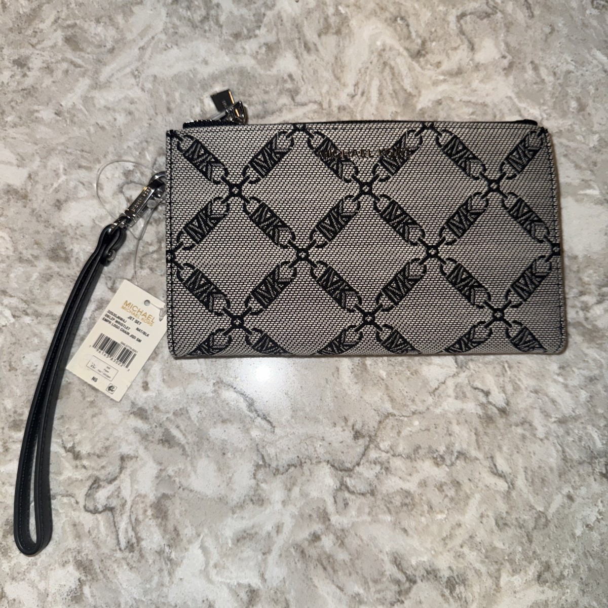 Michael Kors Jet Set Double Zip Wristlet Natural/Black One Size