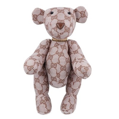 GUCCI GG Pattern Monogram Teddy Bear Beige Canvas Plush Doll No
