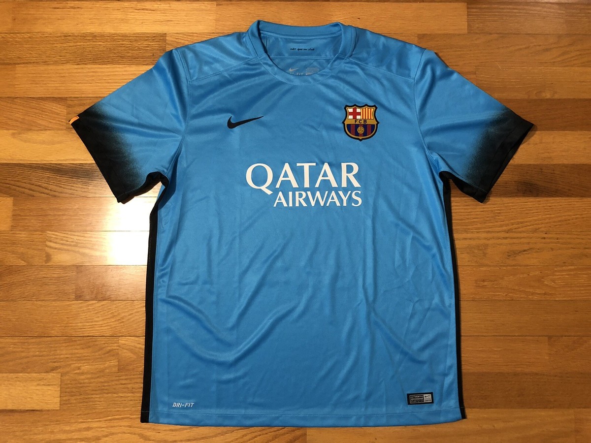 New XL Nike FC Barcelona 2015 3rd Kit Blue Soccer Jersey Football