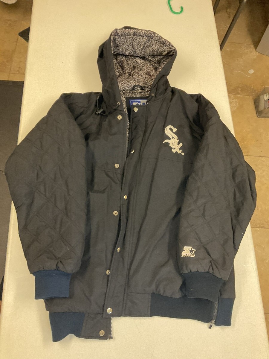 Chicago White Sox Starter Jacket Hooded Vintage 90s Winter *needs