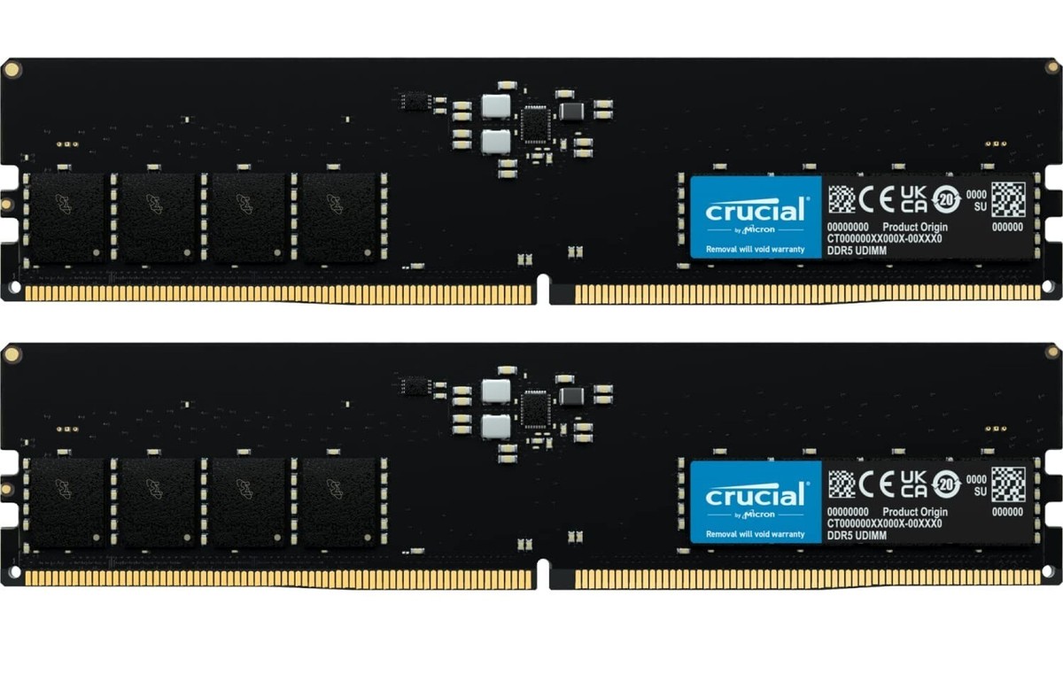 Crucial 32GB 2 x 16GB DDR5 4800MHz PC5-38400 RAM 288-Pin Desktop