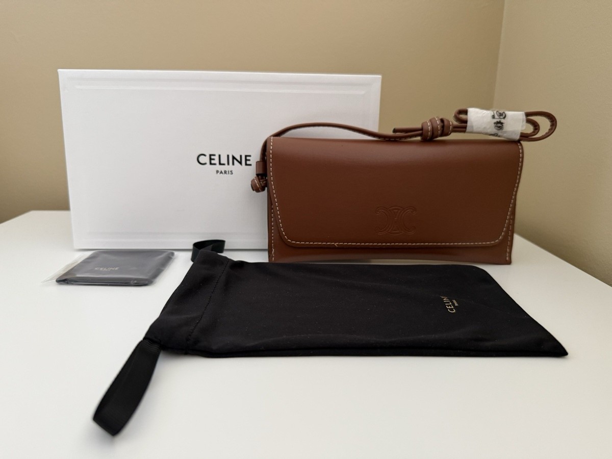 NEW CELINE Authentic Brown Sunglasses Eyeglasses Wristlet Case w