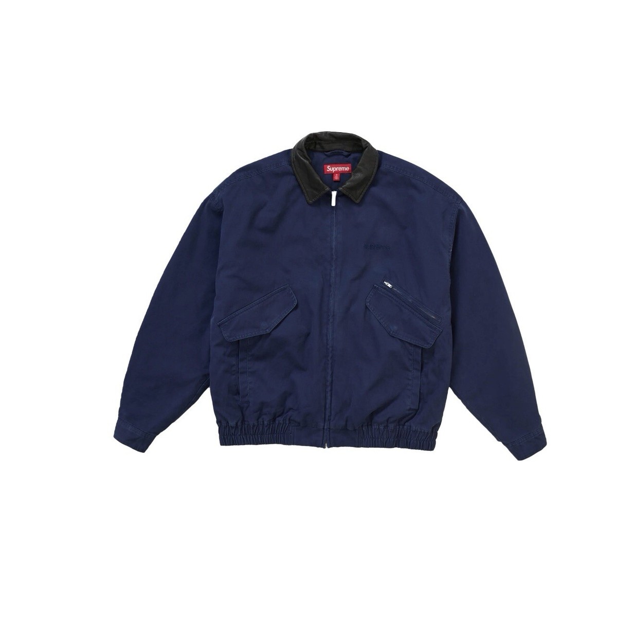 Supreme Leather Collar Utility Jacket Navy Size: Extra Large | eBay