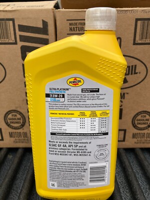 Pennzoil Ultra Platinum Full Synthetic 0W-20 Motor Oil 1qt | 6