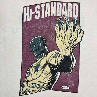 Vintage 90s Hi Standard T Shirt Mens White XL Thrashed Punk