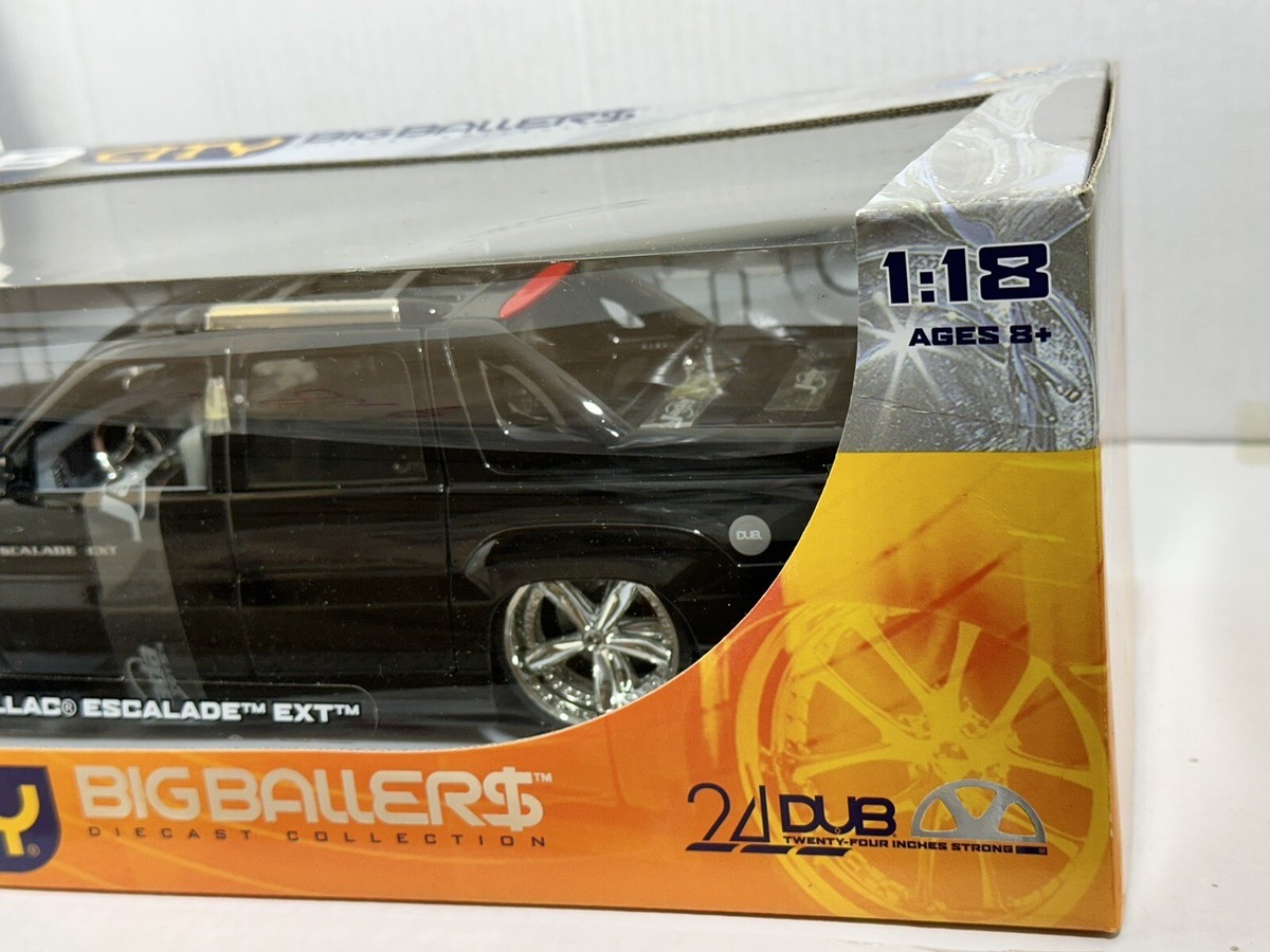 JADA TOYS DUB CITY 2002 CADILLAC ESCALADE EXT BLACK 1:18 DIECAST
