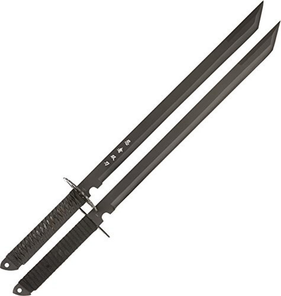 BladesUSA HK-6183 Twin Ninja Swords, Two-Piece Set, Black, 28-Inch