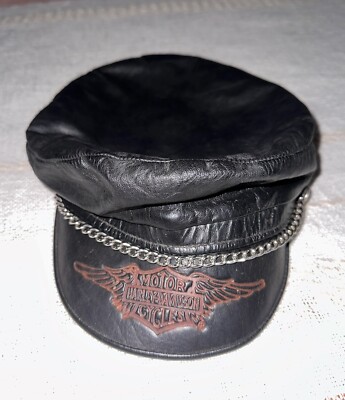 Vintage Harley Davidson Official Leather Motorcycle Captain's Hat