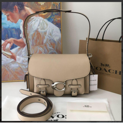 COACH CT721 Cargo Soft Tabby Shoulder Bag Grain Leather Beige