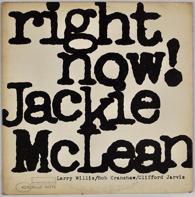 JACKIE LP/JACKIE McLEAN RIGHT NOW 輸入盤(NEW YORK USA) VAN GELDER