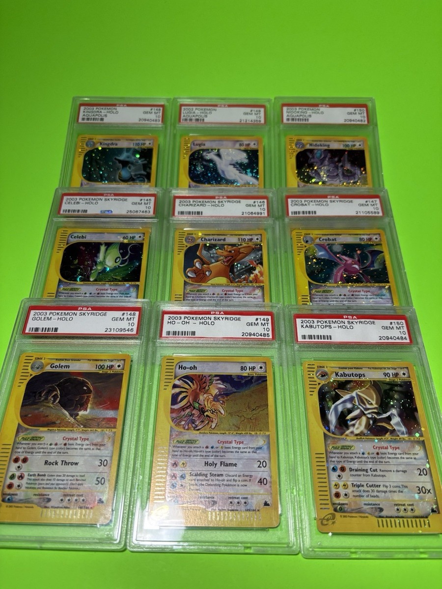 PSA 10 Complete Crystal Set Skyridge Aquapolis Lugia Charizard