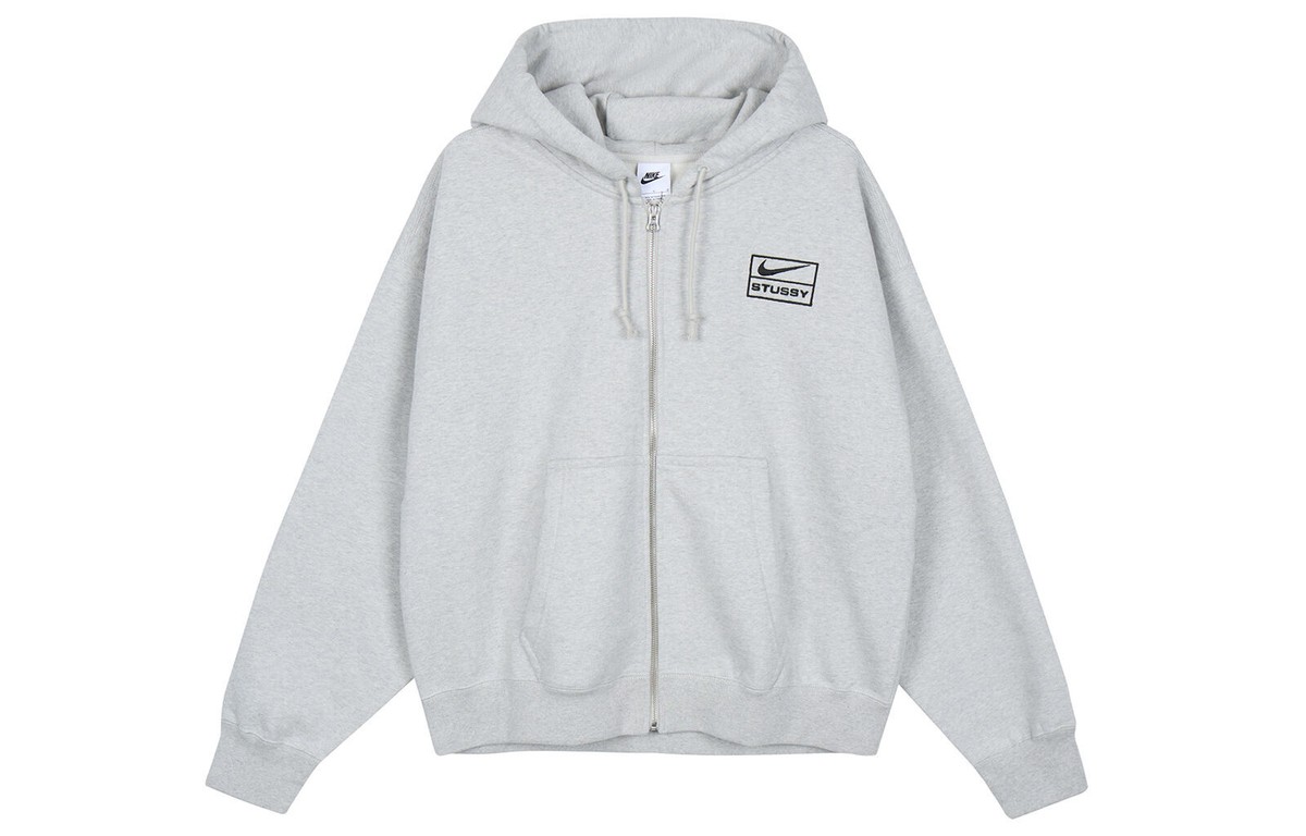 Stussy x Nike Fleece Zip Up Hoodie (Asia Sizing) 'Grey' - FJ9182