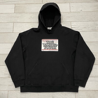 The Wasted Youth x Black Eye Patch Hoodie Mens L Black Pullover